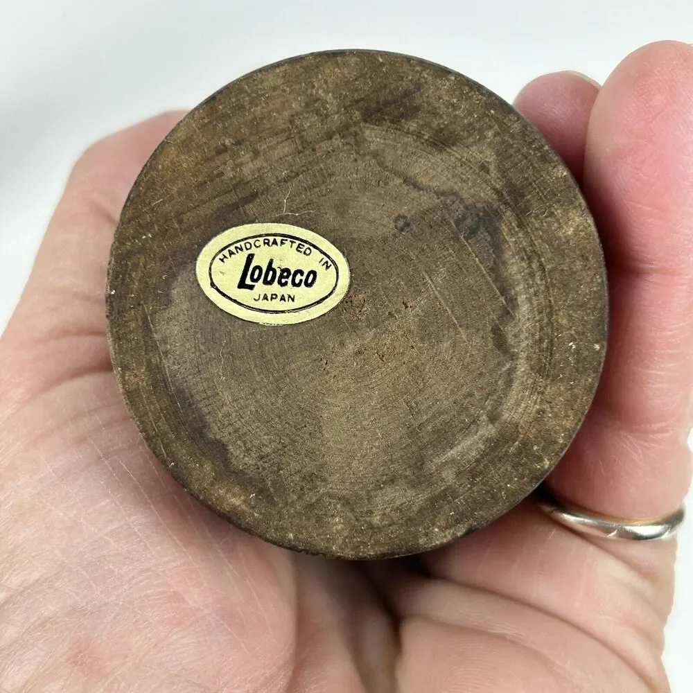 Vintage Lobeco Salt & Pepper Shaker Mill Japan 9" Wooden Spindle Farmhouse - Picture 7 of 13